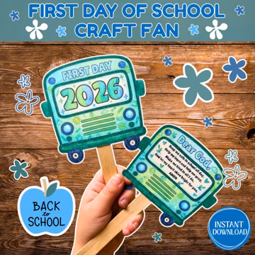 Christian School Bus Craft Fan | First Day Activity, Student Prayer (Digital Download)