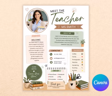 Meet the Teacher Template | Editable Teacher Flyer | Neutral Classroom Decor | Back to School Newsletter