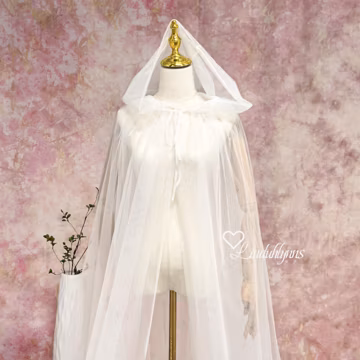 Minimalist Plain Tulle Wedding Hooded Cape, Black Two Layers Bridal Capelet with Hood