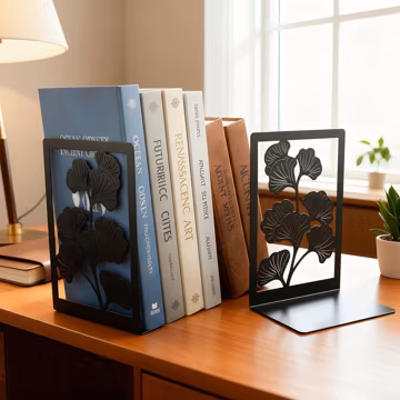 Ginkgo Leaf Metal Bookends,Metal Decorations,Suitable For Office,Home,Desktop Decoration,Gifts For Book Lovers,Housewarming Gifts