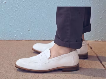Handcrafted Men's White Suede Slip On Loafer Moccasin Formal Shoes.