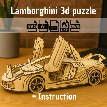 Lamborghini 3D Puzzle - Laser Cut Car Model Plans (Digital File)