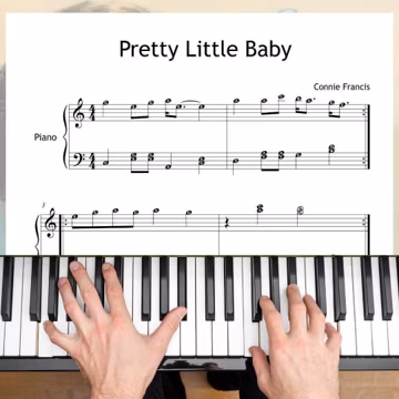 Pretty Little Baby Grade 3 Easy Piano Sheet Music, Color Coded Notes (Digital PDF, Note Names Version, Intermediate Student Use)