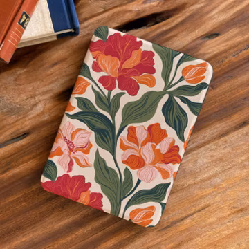 Floral Kindle Case Vintage Botanical Design, Kobo Clara Sleeve Detachable Clear Back Paperwhite 12th 7" Cover Aesthetic Gift for Book Lovers