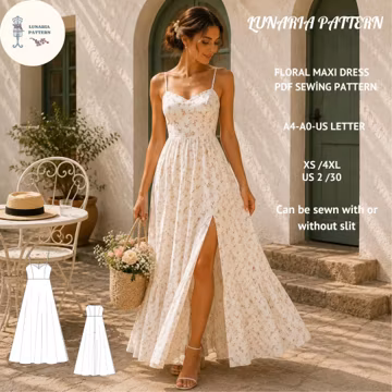 Floral Maxi Dress Sewing Pattern, Cottagecore Summer Sundress PDF (Instant Download)