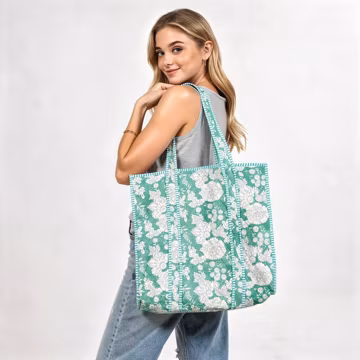 Bridesmaid Tote Bag Quilted Cotton Beach Bag Bridal Gift Boho Ethnic Shopper