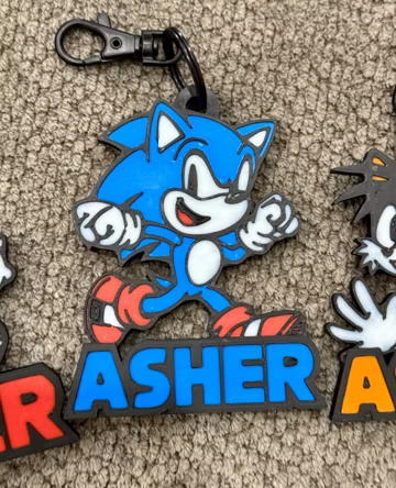 Sonic Inspired Personalized Backpack Tag: Gamer Keychain | Gift for Gamers Kids & Teens