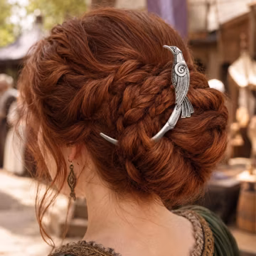 Raven Hair Stick, Viking Crow Hairpin, Silver Norse Bun Accessory