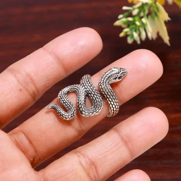 Handmade Silver Snake Ring : Adjustable Sterling Silver Serpent Band For Men & Women