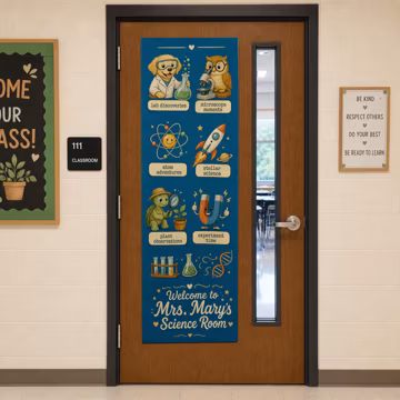 Science Room Door Tapestry, STEM Classroom Linen Banner
