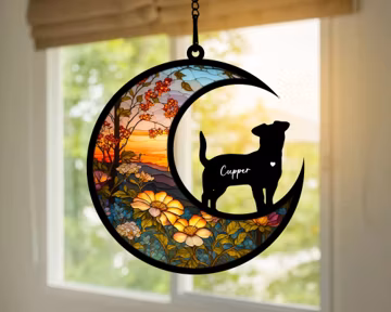 Loss of Pet Sympathy Gift| Pet Memorial Suncatcher| Handmade Custom Name Dog Decor, Engraved Dog Lovers Gift, Gift for Dog Lovers