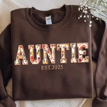 Personalized floral auntie Sweatshirt, Custom applique sweatshirt, Womens Clothing, new mom Gift, grandma to be, Christmas Gift for nana