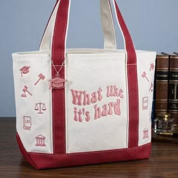 What Like It's Hard Law School Graduation Gift Tote Bag, Personalized Attorney Canvas Bag, Lawyer Gifts, Bar Exam Present