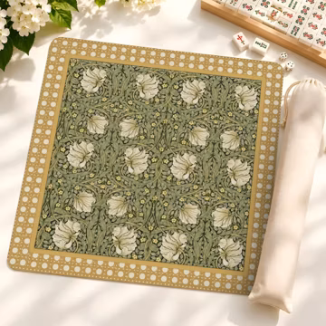 William Morris Mahjong Mat, Vintage Cane American Game Mat, Sage Botanical Non-Slip TableProtect Cover, Gift for Hostess