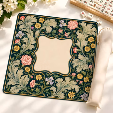 Vintage Botanical Floral Mahjong Mat, William Morris Game Mat, Dark Green Garden Non-Slip Table Protect Cover, Gift for Hostess