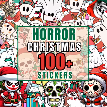 Stickers Horror Christmas Bundle 100 Plus Creepy Holiday Designs Digital Download