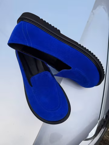 Anatomical Suede Loafers for Wide Feet, Custom Color Leather Loafers, Flexible EVA Sole, Warm Felt or Fur Lining