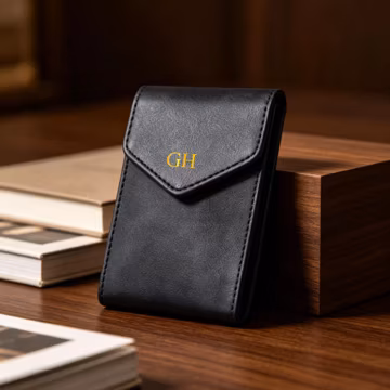 Personalized Full-Grain Leather Cardholder, Minimalist Front Pocket Wallet