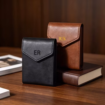Personalized Leather Cash Wallet, Handmade Magnetic Closure Wallet, Mens Front Pocket Wallet