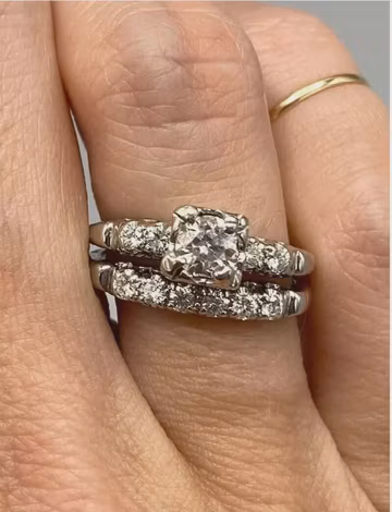 2.25Ct Art Deco Vintage Style Round Cut Diamond Wedding Engagement 935 Argentum Silver Ring, Bridal Ring Set, Anniversary Gift Ring Set