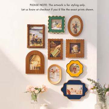 Gallery Wall Frames – 9 Styles (4x4–6x4),Retro-inspired Mixed Wood Colorful Picture Frames,Boho Cottage Photo Display,Individual or Full Set