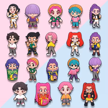 19 Pcs Kawaii Cartoon People Shoe Charms Set, Cute Colorful Character PVC Charms for Clogs, Fun Shoe Accessories, Gift for Kids Teens