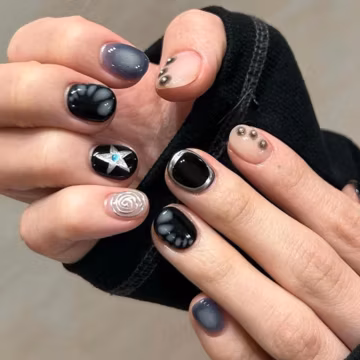 Y2K Graffiti Hand-Painted Press On Nails: Custom Faux Acrylic Gel Nails