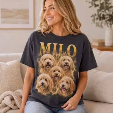 Custom Pet Bootleg Shirt, Personalized 90s Vintage Pet Photo Tee, Retro Rap Style Dog or Cat T-Shirt, Custom Name Gift for Pet Lovers