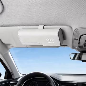 Audi Owners Leather Sunglasses Clip Storage Box, Car Visor Glasses Holder, Interior Organizer, Space Saving Accessory For Daily Driving