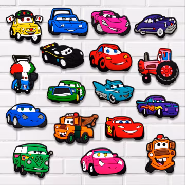 Cartoon Racing Car Shoe Charms, Colorful Cute Car Charms, Cartoon Vehicle Shoe Accessories, Racing Car Clog Charms Gift for Car Lovers