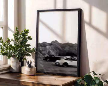 Porsche Racing Digital Print, Black & White Vintage Sports Car Photography, Classic Porsche Wall Art, Retro Automotive Decor for Home/Office