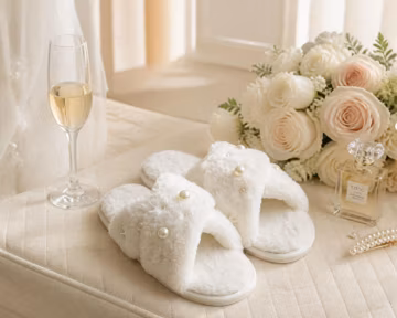 Bridal Pearl Slippers, Soft Fuzzy Bedroom Slides, Bachelorette Party Gift, Bridesmaid Proposal Favor, Fluffy House Shoes for Women