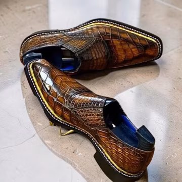 Men's Handmade Genuine Leather Alligator Textured Leather Oxford Dress Shoes