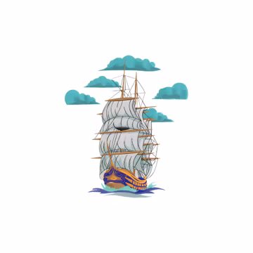 Vintage Sailing Ship Embroidery Design, Nautical Machine Embroidery File, Ship Embroidery Pattern for T-shirt, Hoodie & Pillow