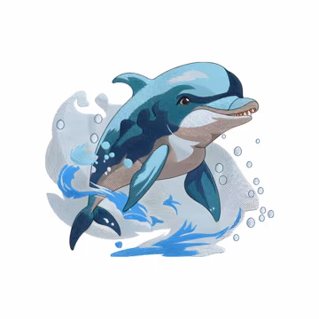 Majestic Dolphin Embroidery Design, Ocean Animal Machine Embroidery File, PES Files Pattern for T-shirt, Hoodie & Pillow