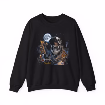 Customized dachshund and Moon sweatshirt | Dog Woodland Illustration