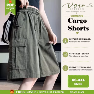 Women’s Relaxed Fit Shorts PDF Sewing Pattern, Casual Loose Shorts, Easy Summer DIY, Digital Download