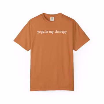 Comfort Colors® Yoga Is My Therapy Tee, Funny Yoga Shirt, Yogi Graphic Top, Mindfulness Quote Tee, Wellness Gift Shirt, Self Care Tee