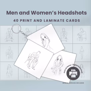 Men and Women Headshot Posing Guide for Photographers Printable Pose Cards Portrait Photography Poses