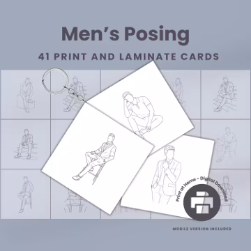 Men's Posing Guide for Photographers, Printable Pose Reference Cards, Headshot Photography Cheat Sheet PDF