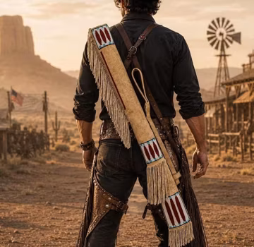 Handmade Beaded Fringe Rifle Scabbard | Native American Indian Beaded Sioux Style Case - Rifle Cover
