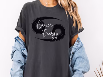 Cancer Energy Comfort Colors 1717 Tee, Astrology Celestial Graphic Shirt