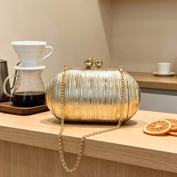 Gold Clutch Bag Elegant Evening Purse for Wedding and Prom Metallic Gold Handbag Crossbody Chain Gift for Her