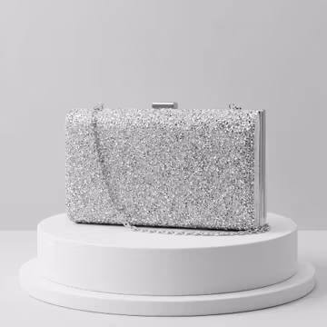 Elegant Silver Beaded Bag, Crystal Evening Purse, Sparkly Prom Handbag, Beaded Clutch, Wedding Clutch
