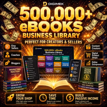 500,000+ eBooks Bundle PLR MRR | Passive Income Kit | Editable eBooks | Instant Download