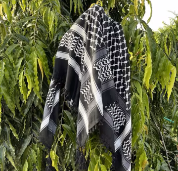 Palestinian Keffiyeh Scarf: Black & White Cotton Shemagh Shawl