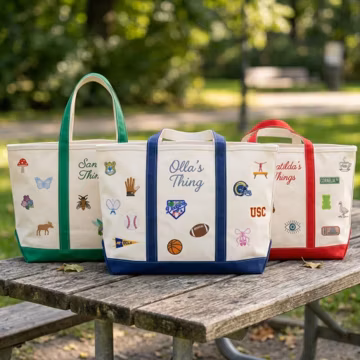 Personalized Embroidered Heavyweight Canvas Tote Bag, Your Choice of Name, Initials, and Icons