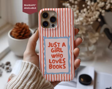 Stripes Book Lover Phone Case, Bookish Reader Gift Cover, MagSafe iPhone Case for iPhone 17 16 15 14 13 Pro Max, Samsung Galaxy, Pixel