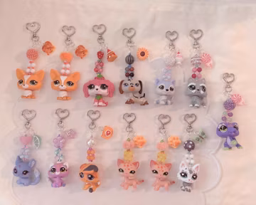 Little Pet Shop Keychain | Beaded Animal Charm, Kawaii Bag Accessory, Cats and Dogs