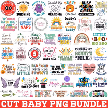 Baby Png Bundle, 80 Designs, Baby Shower, Newborn Bundle, Baby Quote PNG, Cute Baby Saying, Funny Baby Png, Baby Boy Girl (Digital Files)